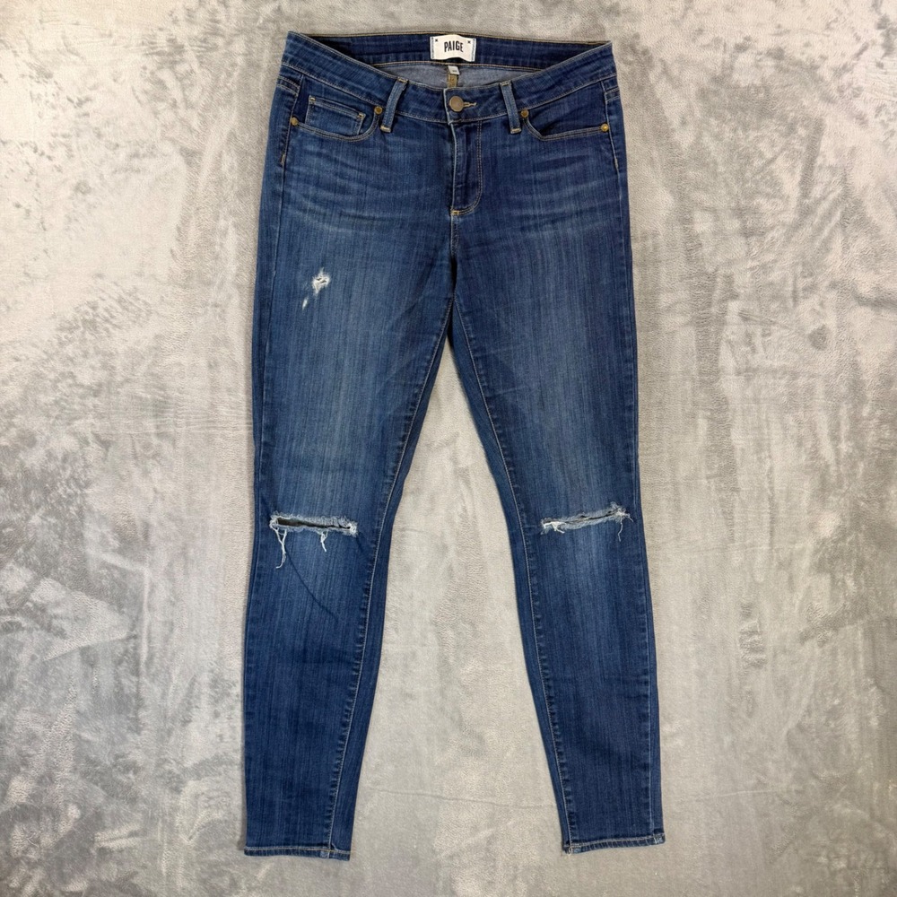 Paige Verdugo Ultra Skinny Jeans Women's Size‎ 29 Blue Dark Wash Distressed